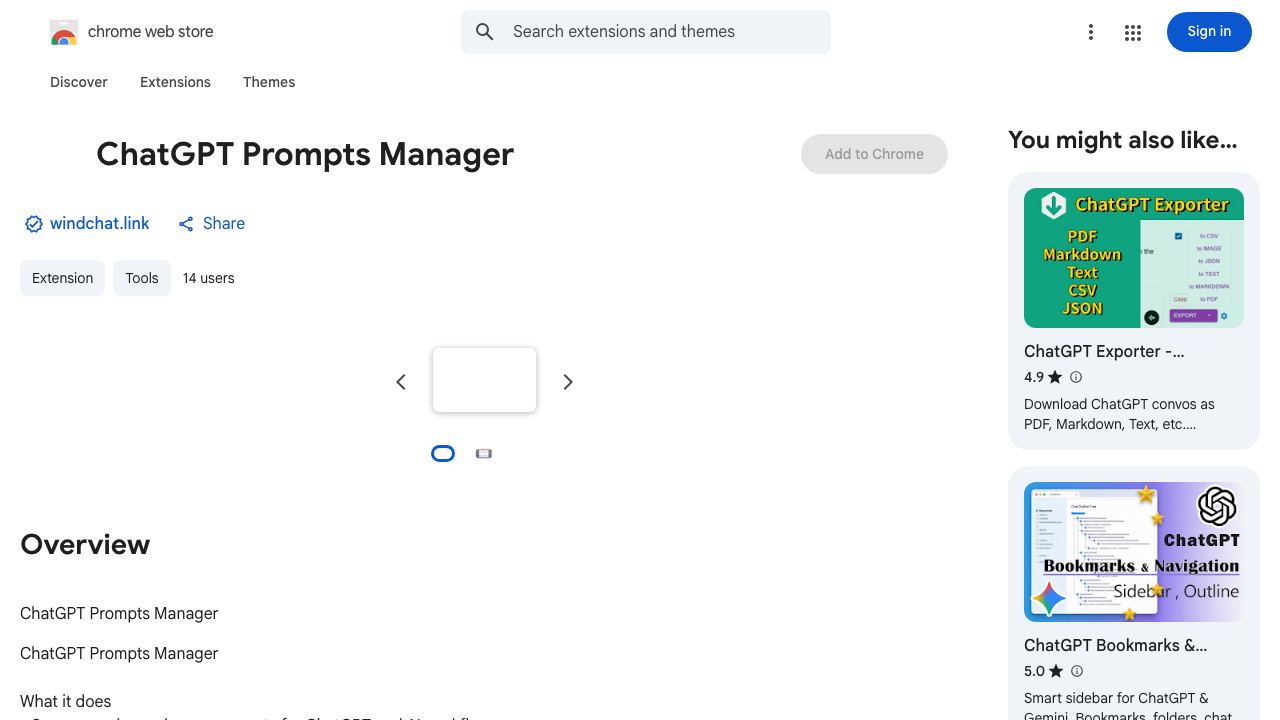 ChatGPT Prompts Manager 网站截图