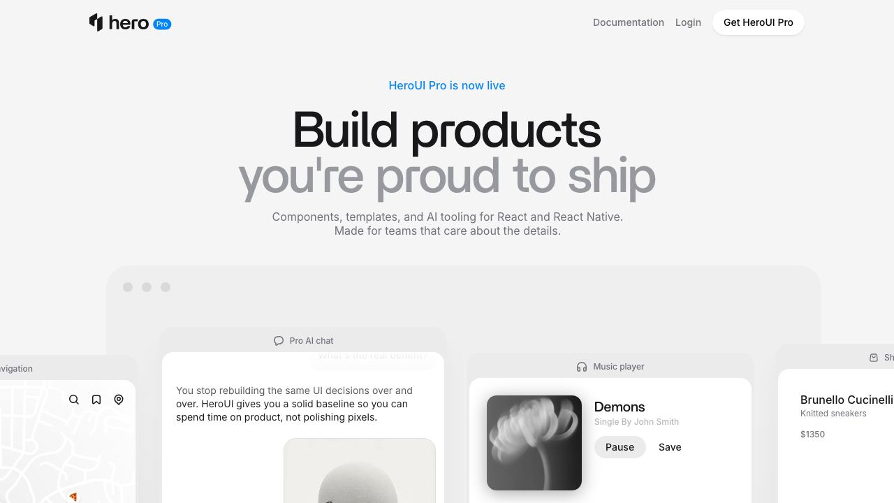 NextUI Pro website screenshot