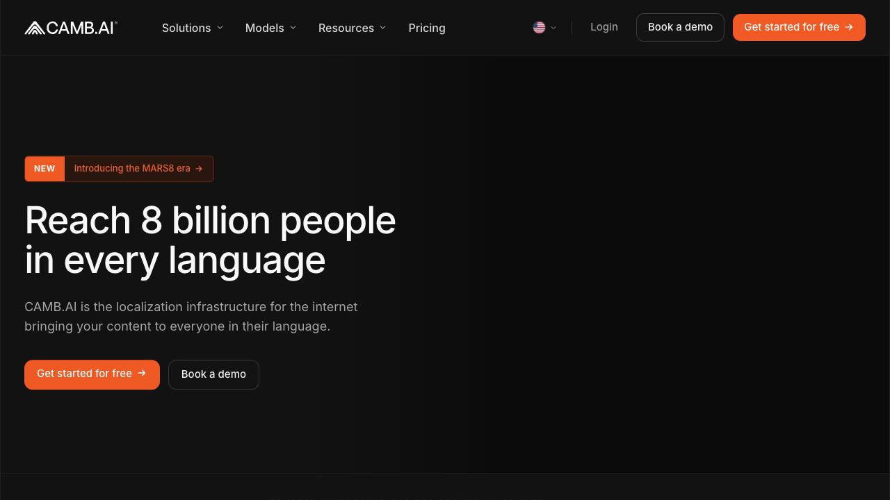 Camb.ai website screenshot