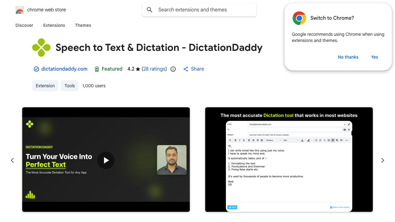 DictationDaddy - Speak To Type 网站截图