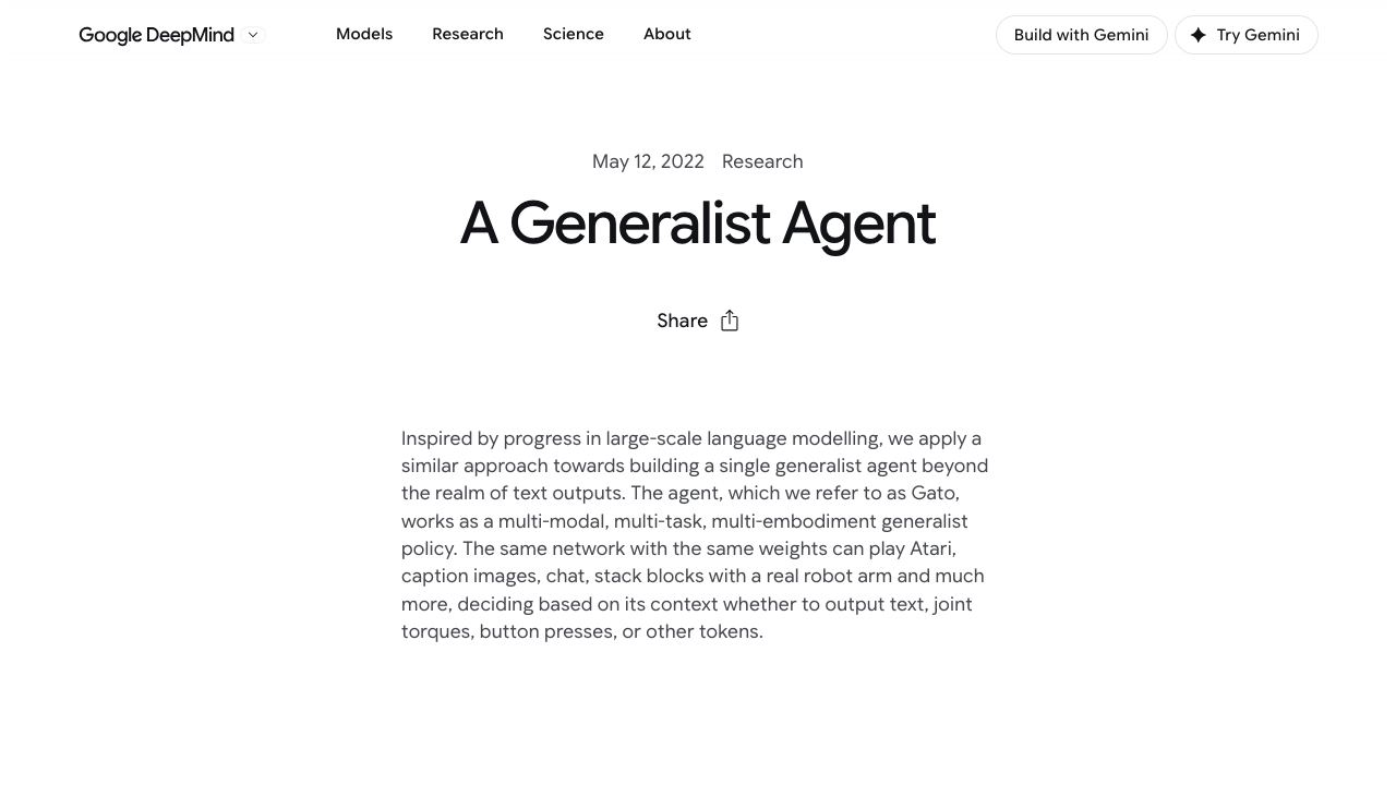 A Generalist Agent 网站截图