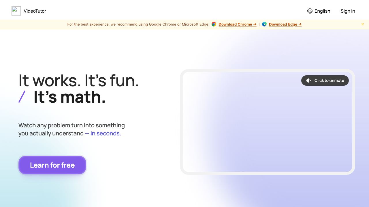 VideoTutor website screenshot