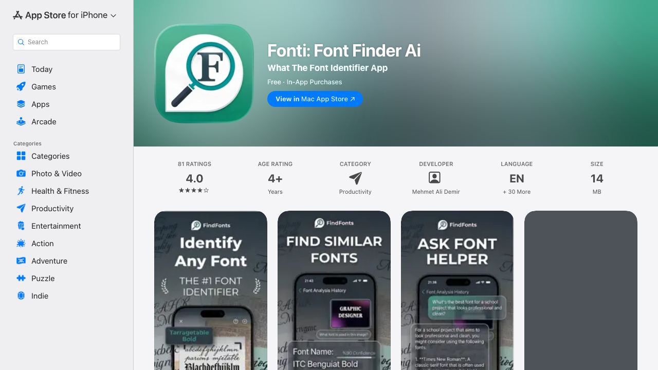 Fonti: Font Finder Ai 网站截图