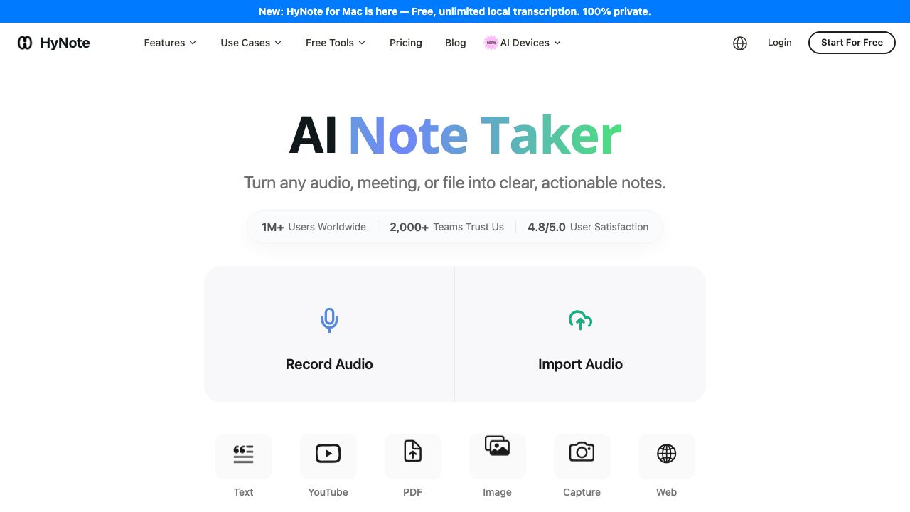 HyNote 网站截图