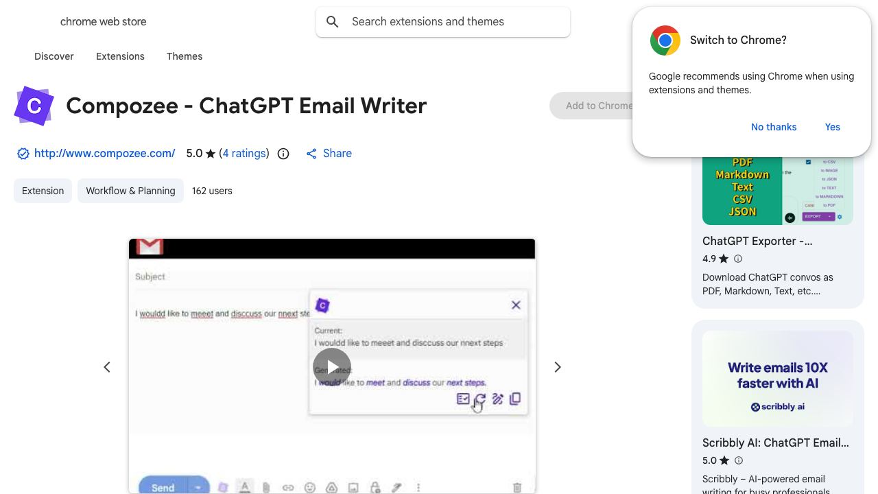 Compozee - ChatGPT Email Writer 网站截图