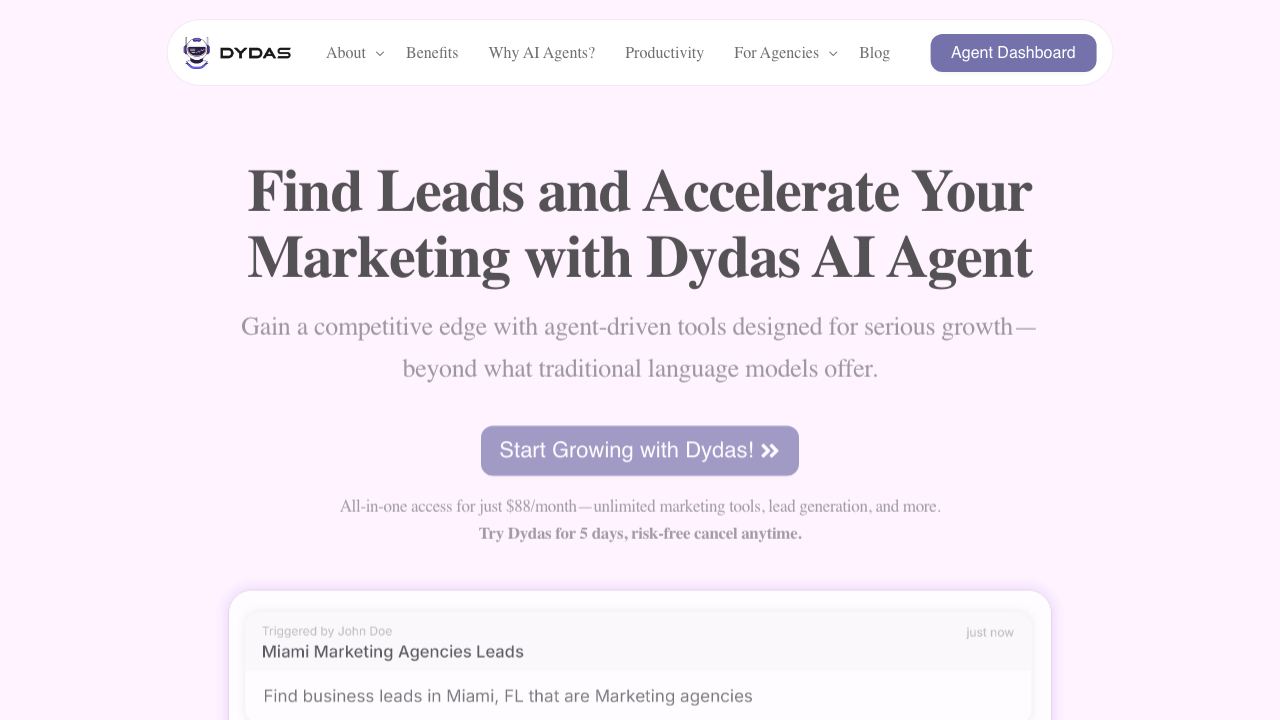 Dydas 网站截图