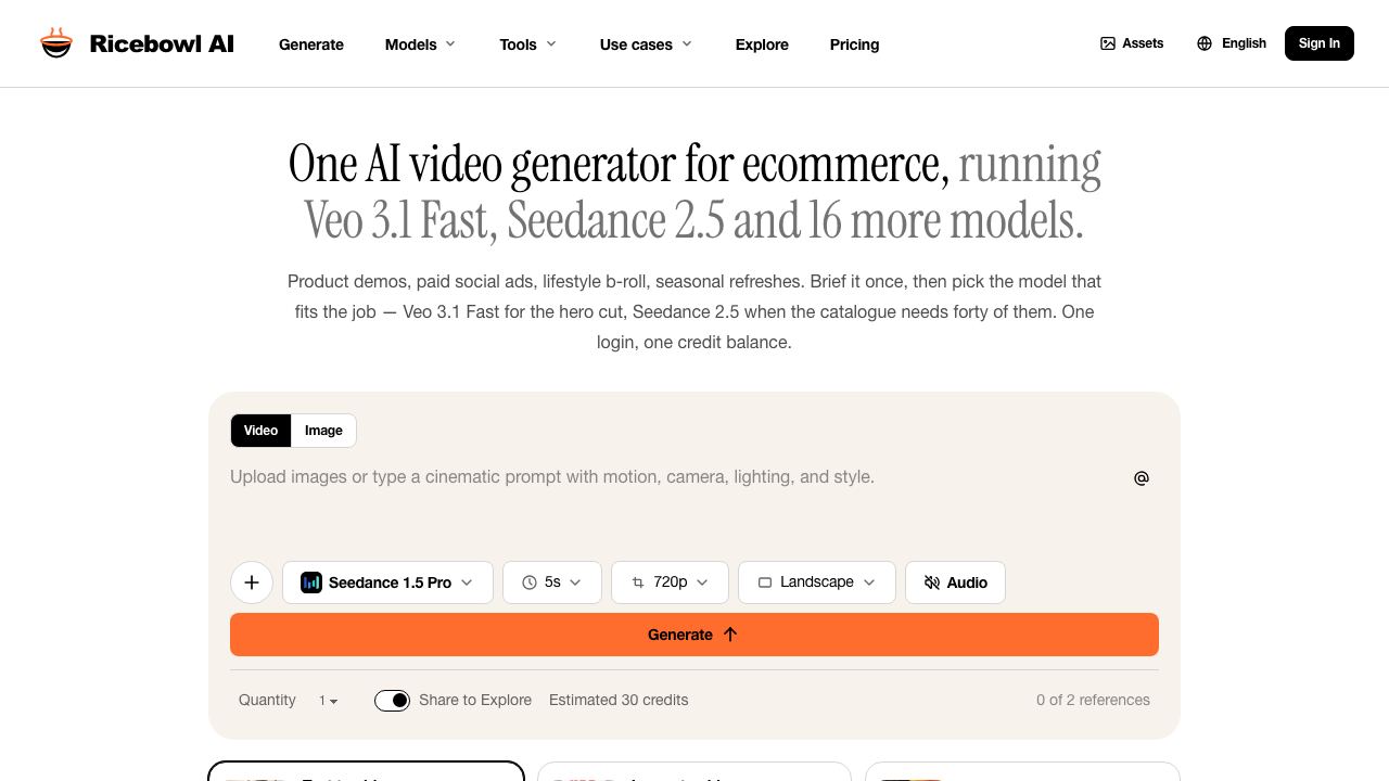 Ricebowl AI website screenshot