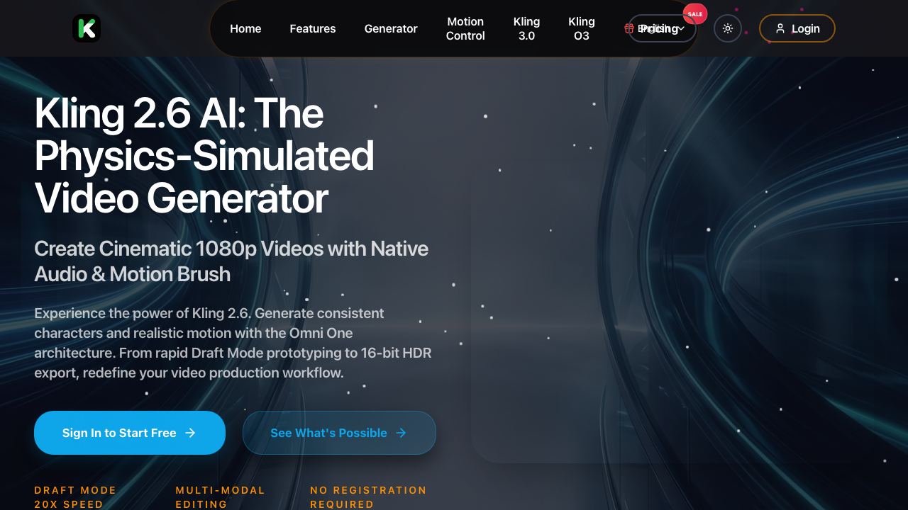 Kling 2.6 AI 网站截图