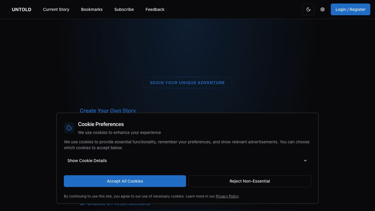UNTOLD website screenshot