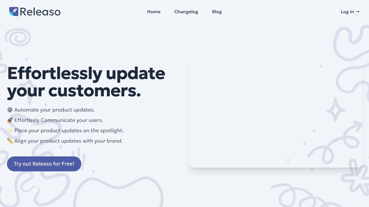 Releaso website screenshot
