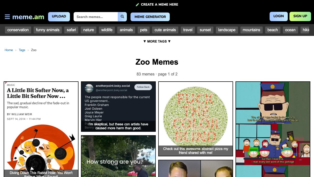 MemeZoo website screenshot