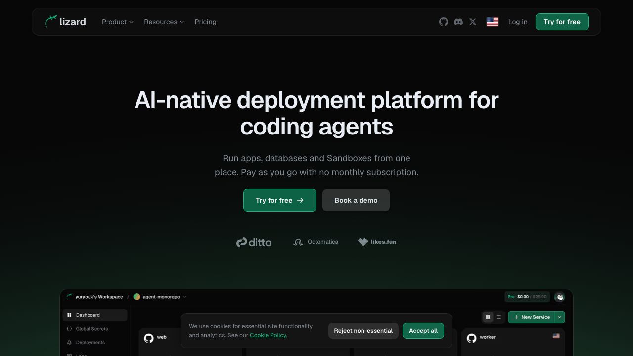 Lizard website screenshot