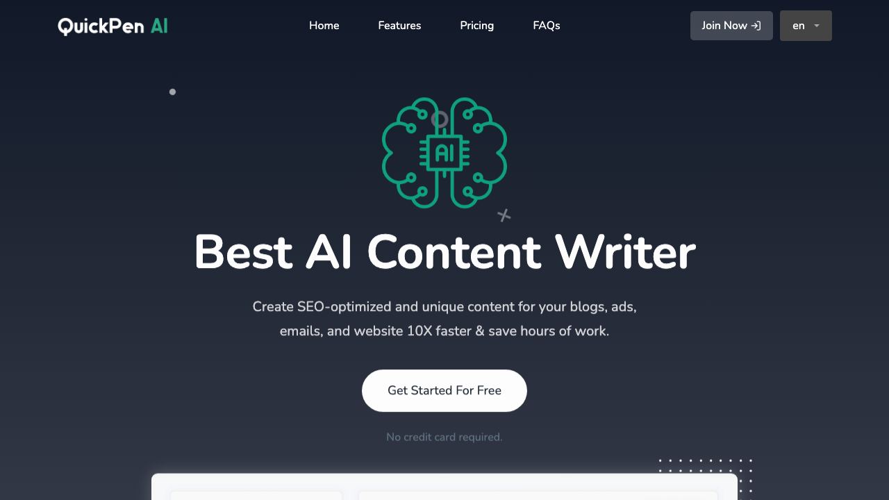 QuickPenAI website screenshot