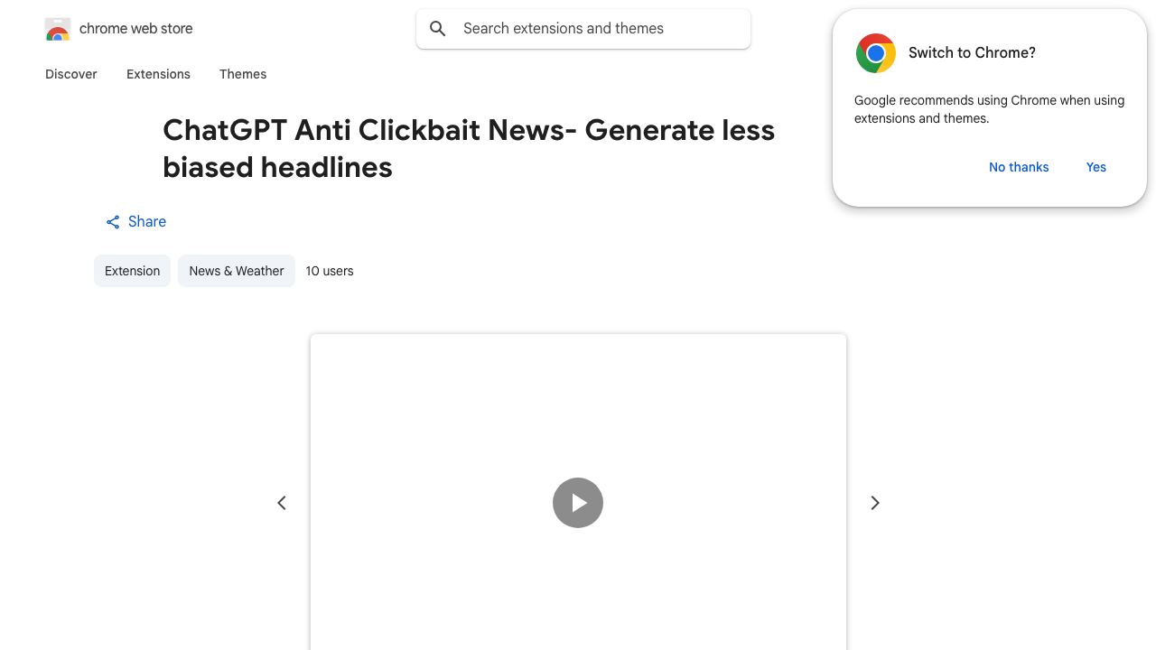 ChatGPT News De-ensationalizer - Generate less biased headlines website screenshot