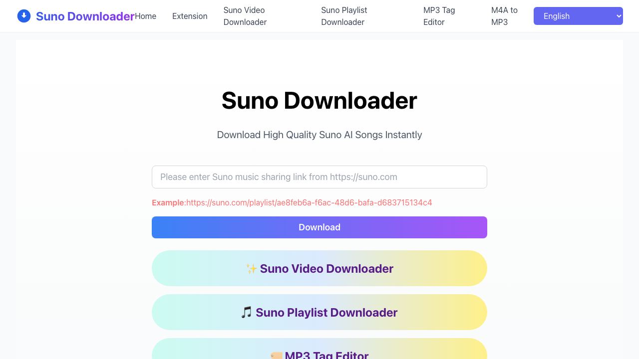 Suno Download 网站截图