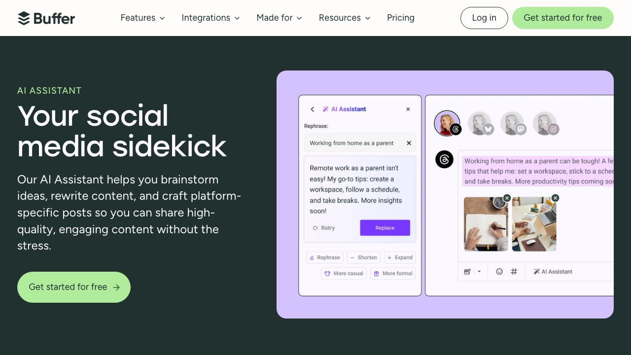 Buffer website screenshot