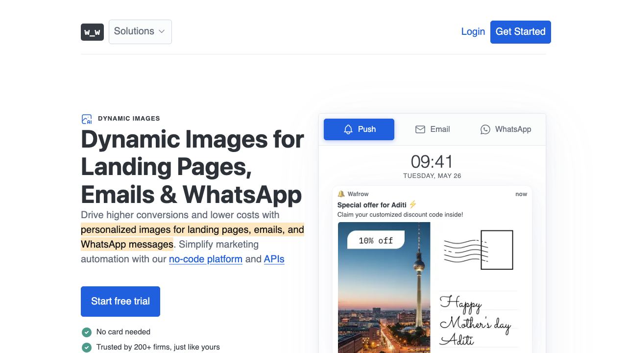 Wafrow. Landing pages on steroids 网站截图