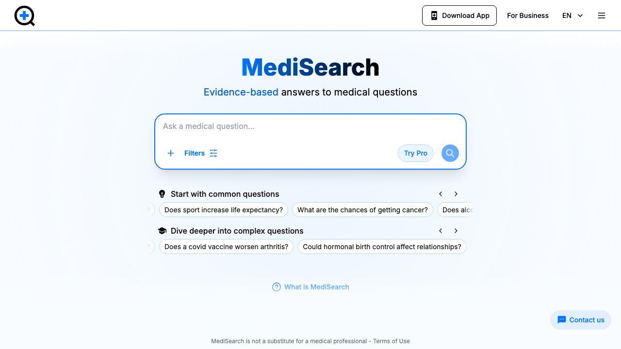 MediSearch website screenshot