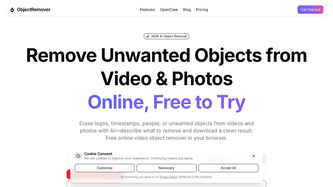 ObjectRemover website screenshot