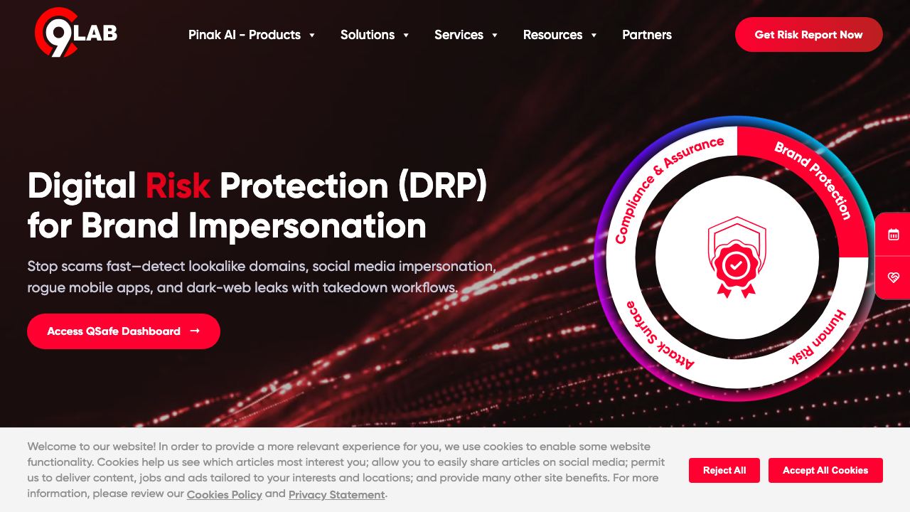 Qsafe website screenshot