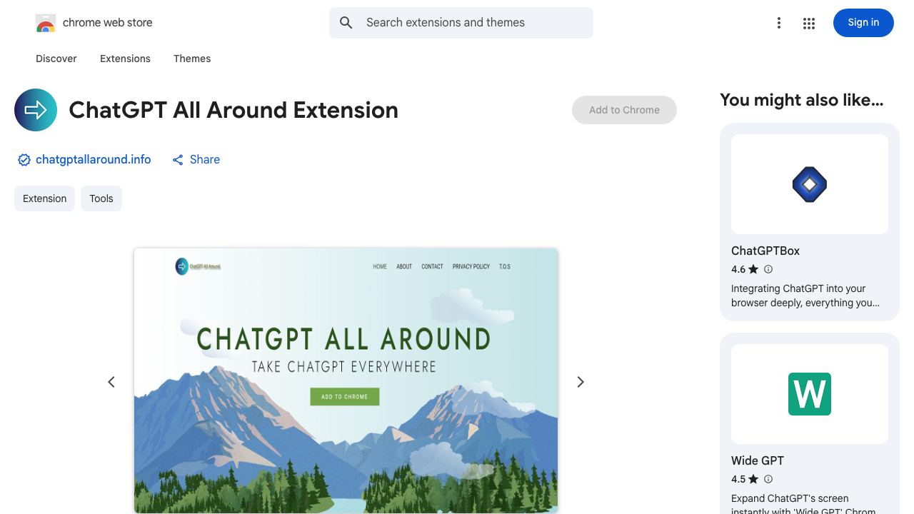 ChatGPT All Around Extension 网站截图