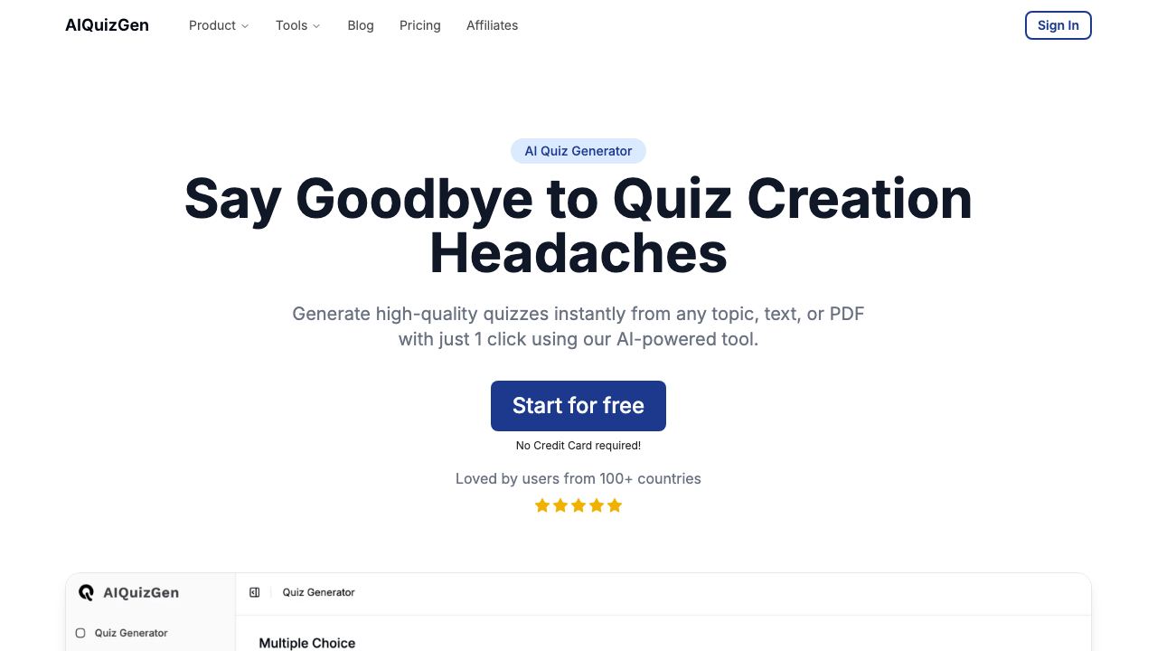 AIQuizGen 网站截图