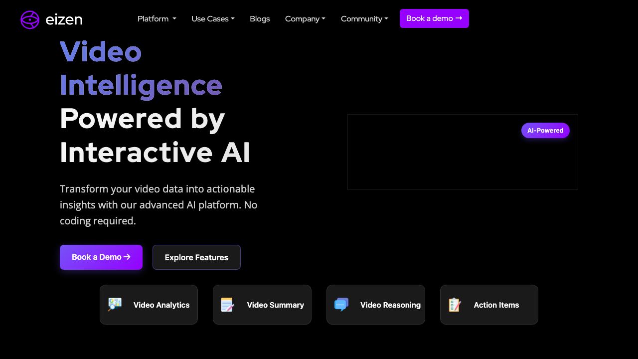 Eizen Video Intelligence 网站截图