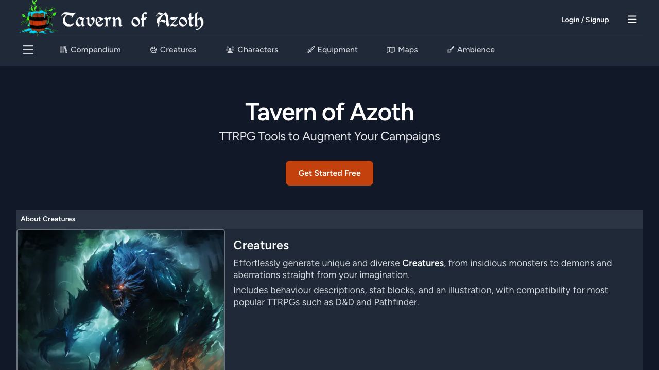 Tavern of Azoth 网站截图