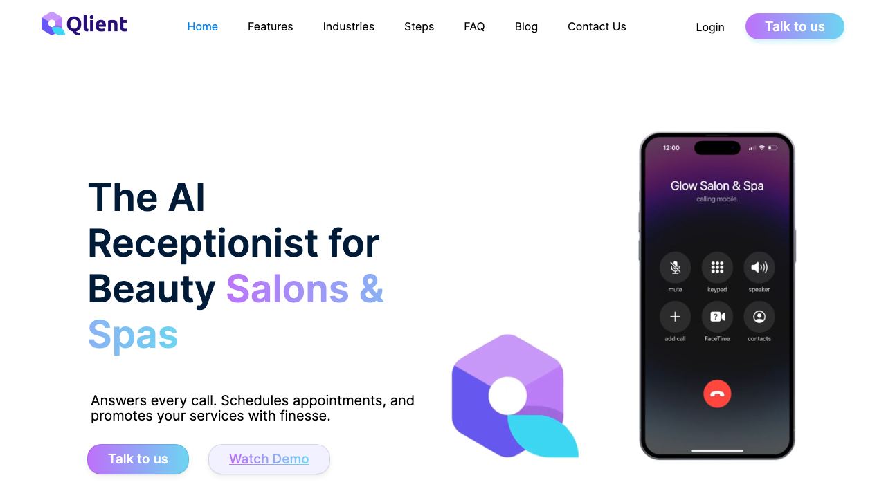 Qlient website screenshot