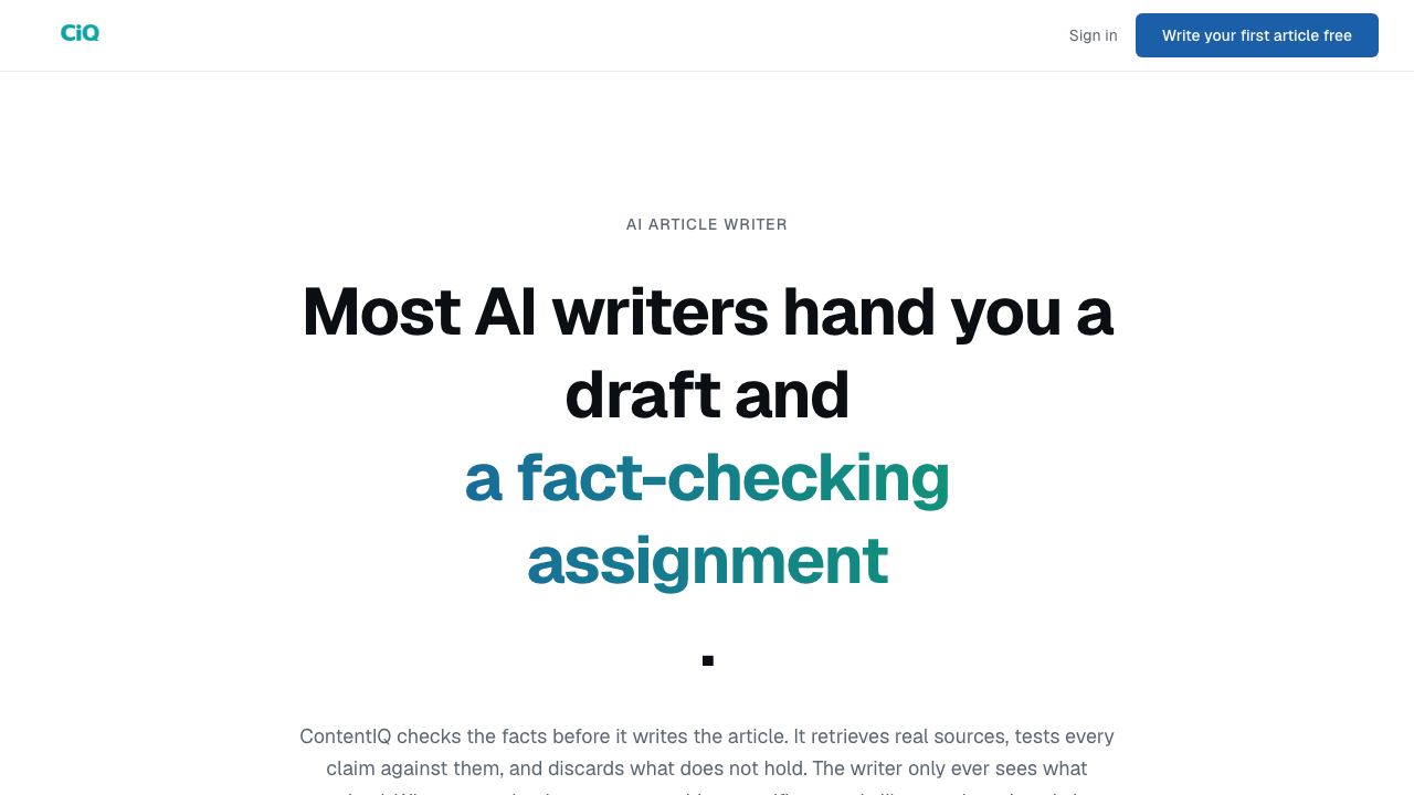 ContentIQ website screenshot