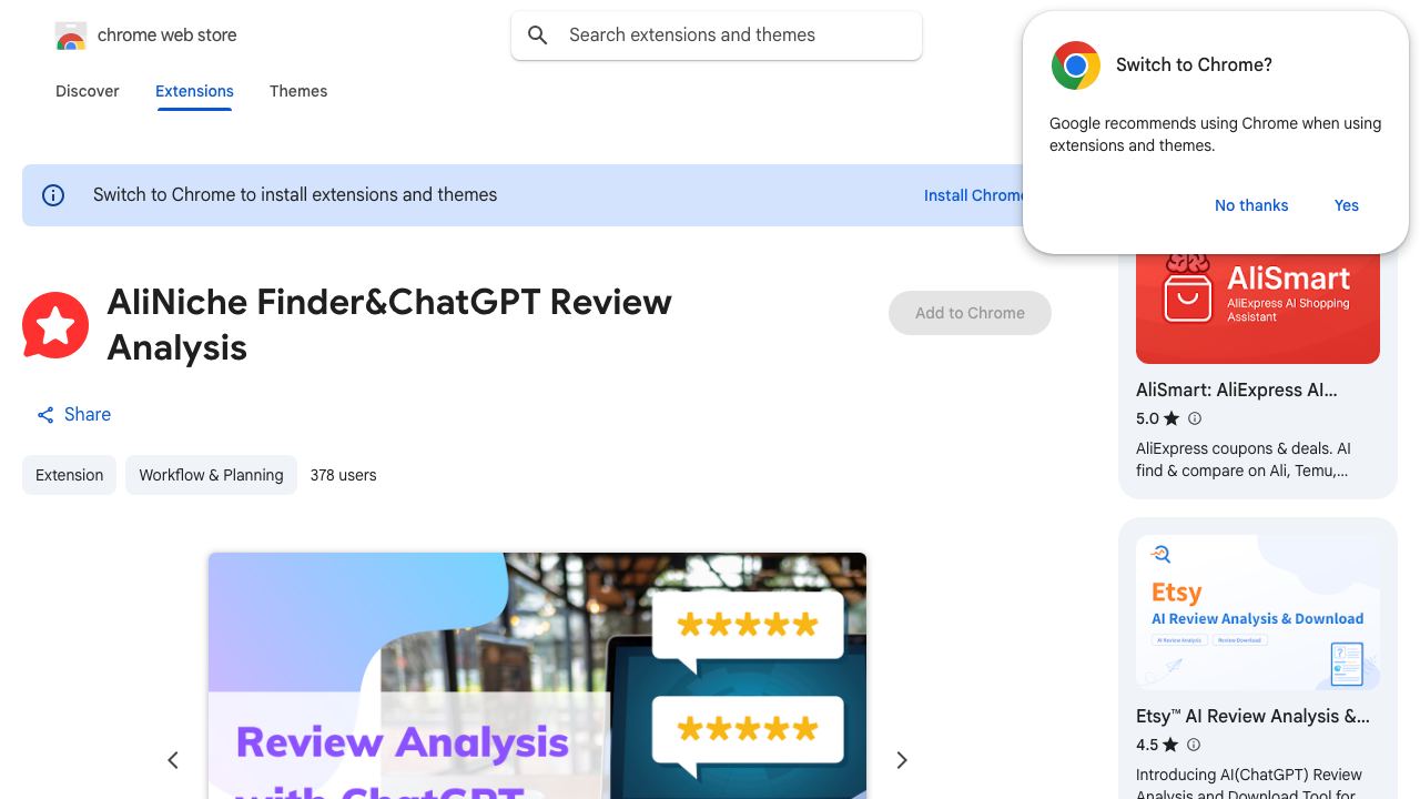 AliNiche Finder&ChatGPT Review Analysis 网站截图