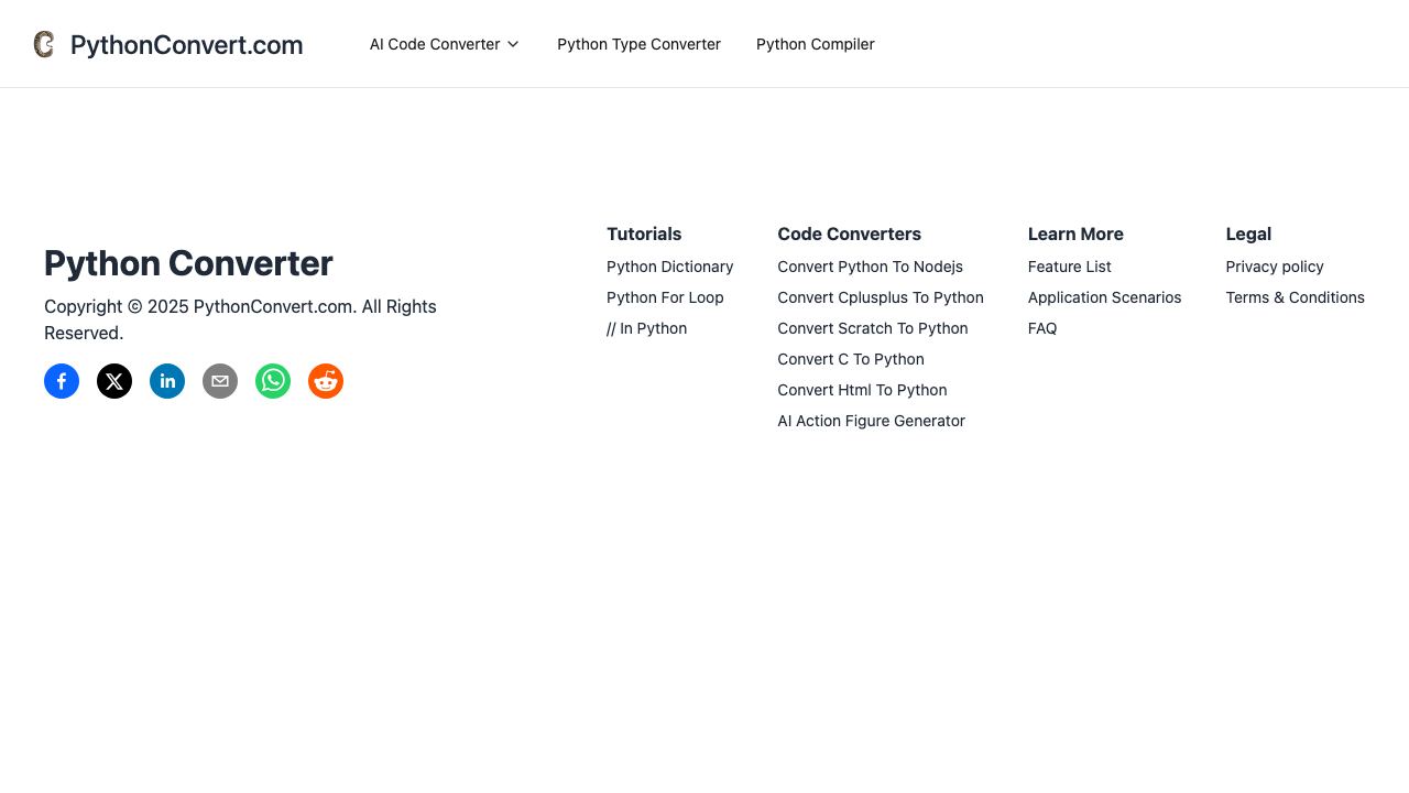 Python Converter website screenshot