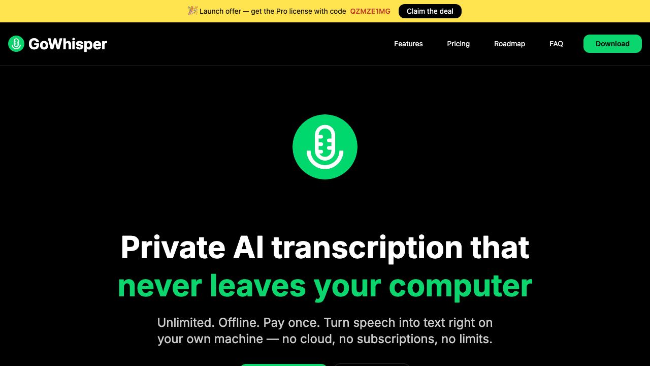 GoWhisper 网站截图
