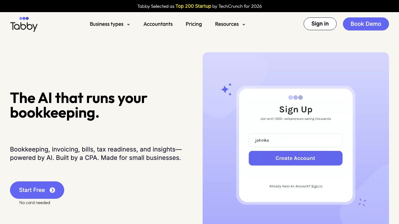 Tabby: AI Bookkeeper 网站截图