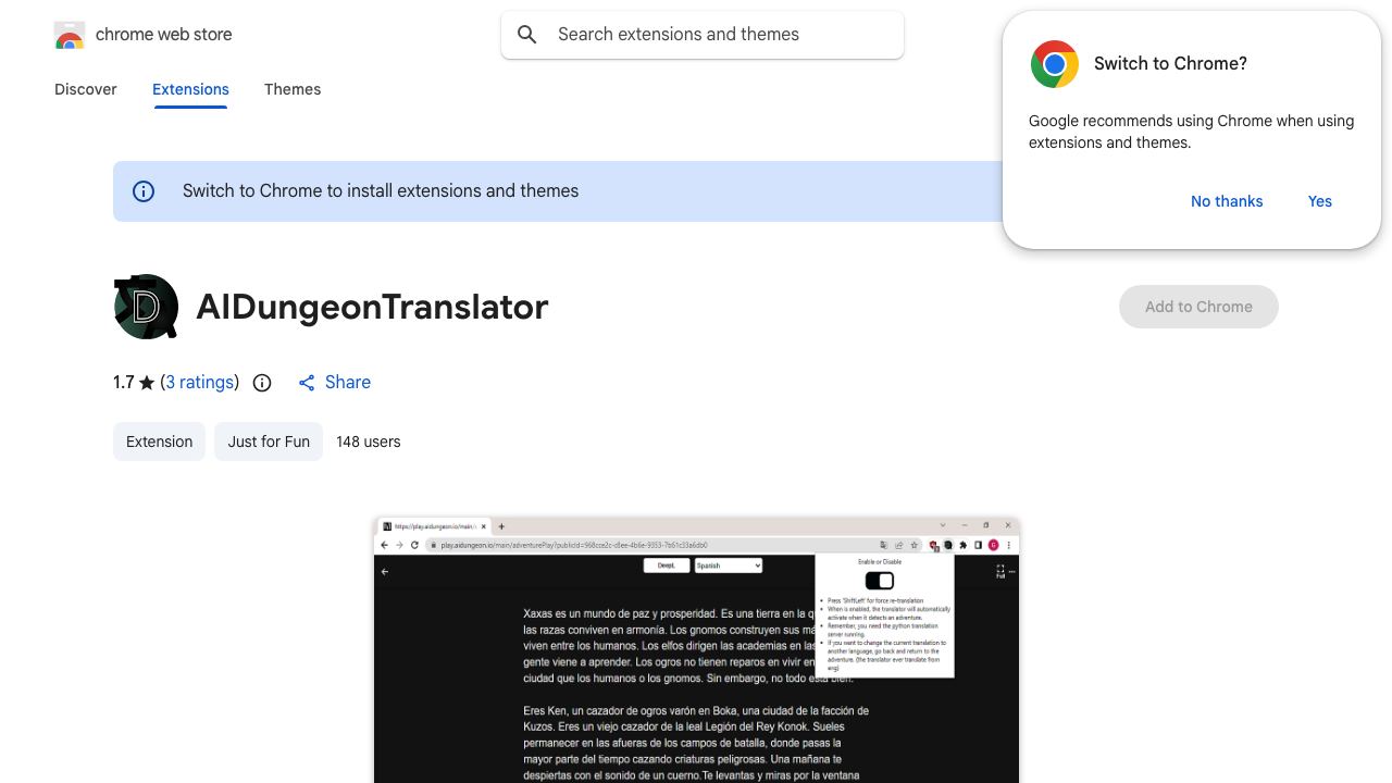 AIDungeonTranslator 网站截图
