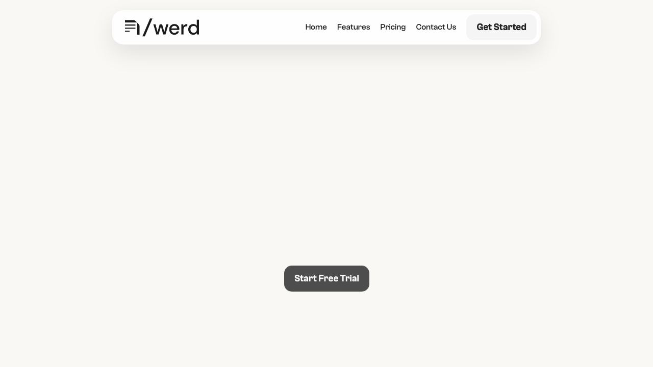 Werd website screenshot