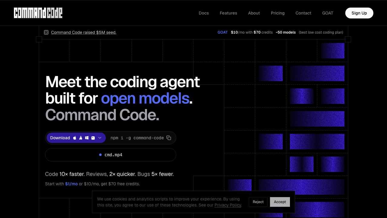Command Code website screenshot