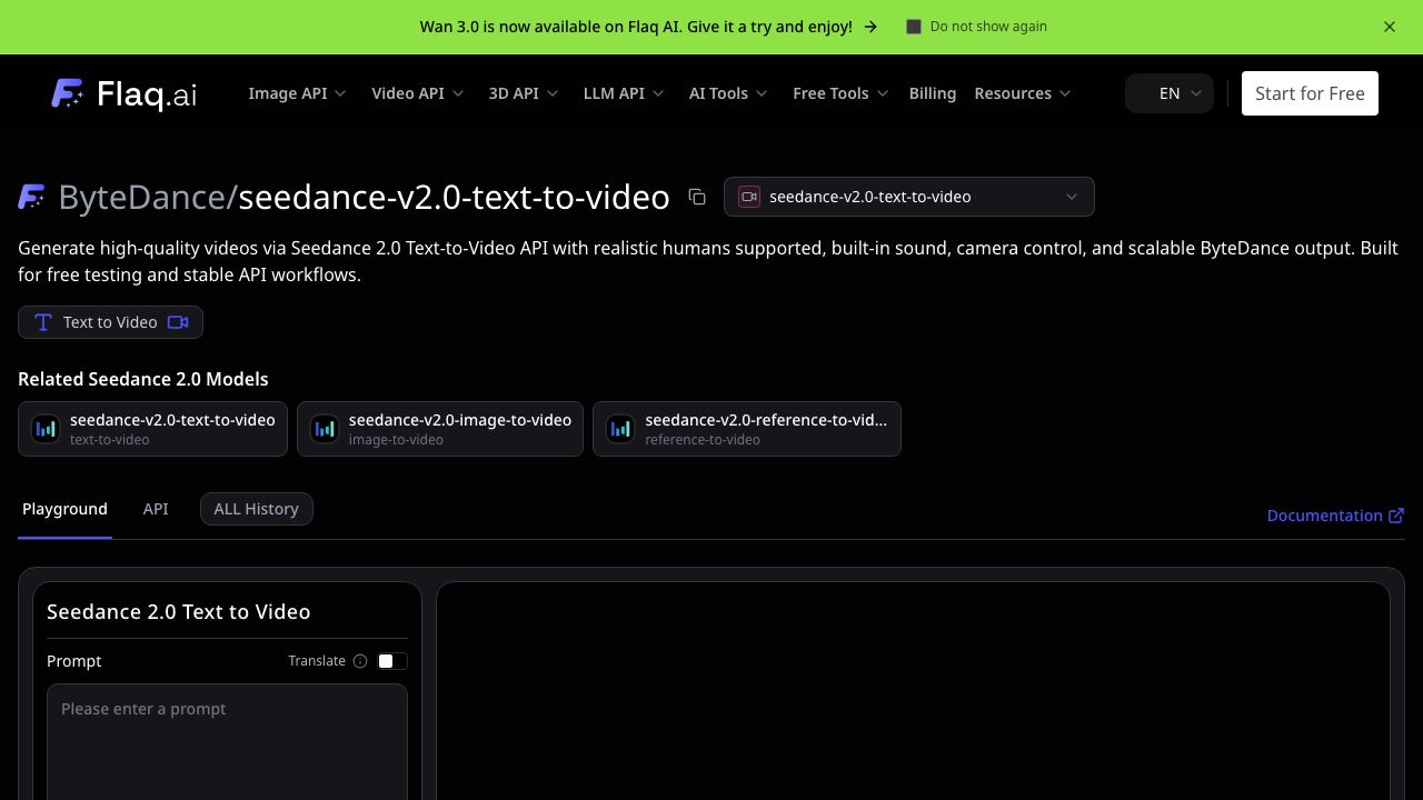 Seedance 2.0 Video AI API 网站截图
