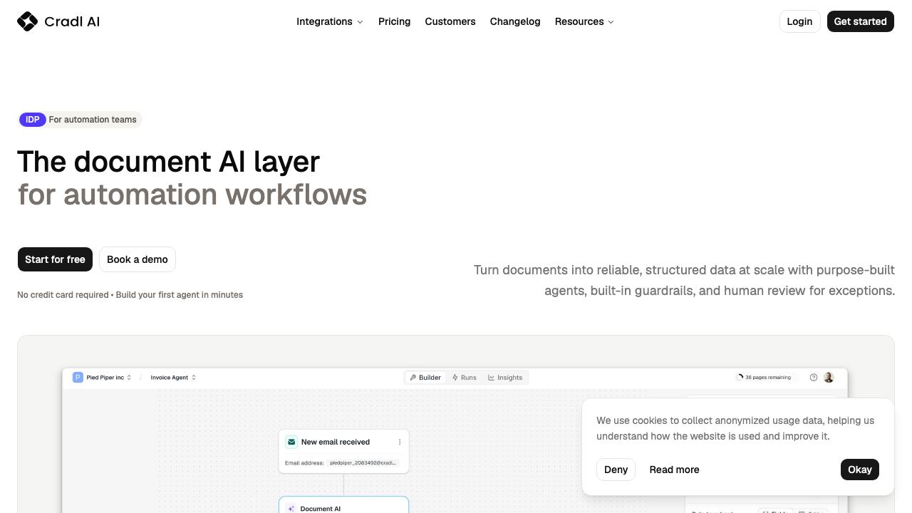 Cradl AI website screenshot