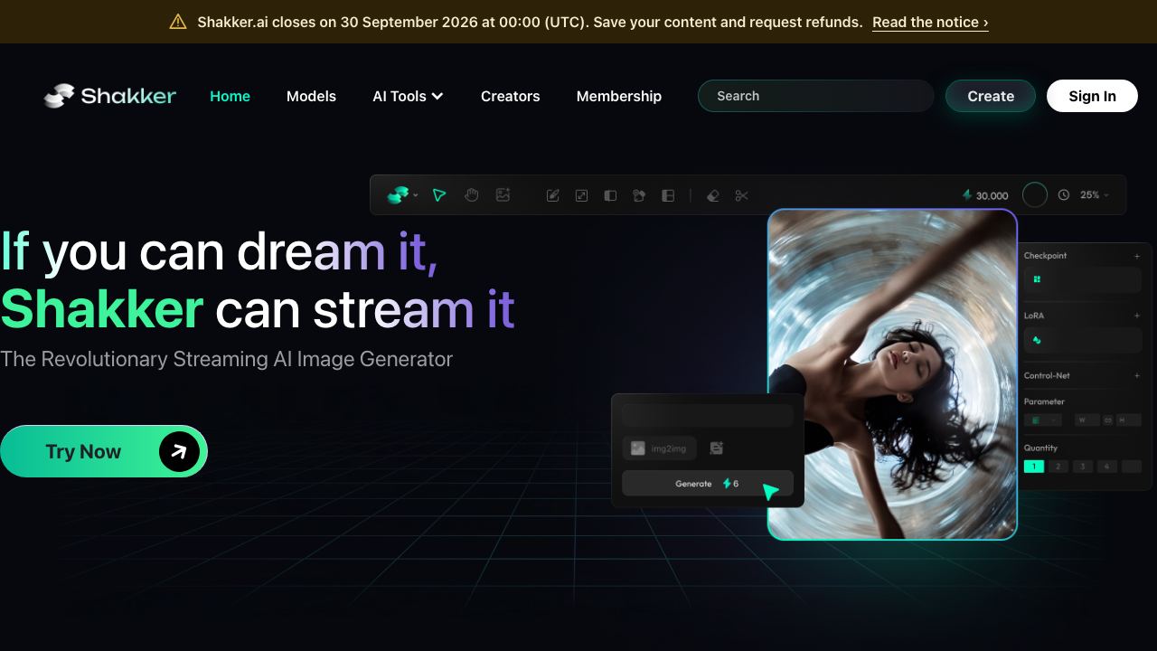 Shakker AI website screenshot