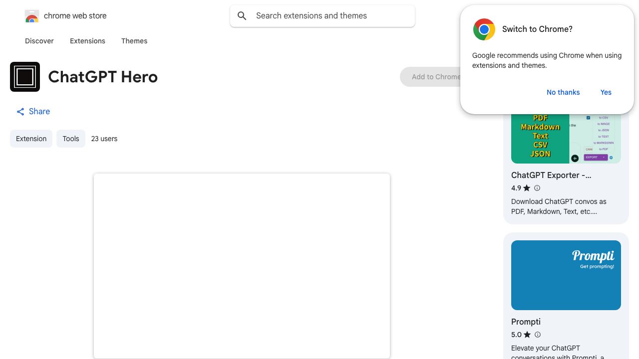 ChatGPT Hero website screenshot