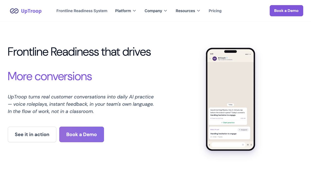 UpTroop website screenshot