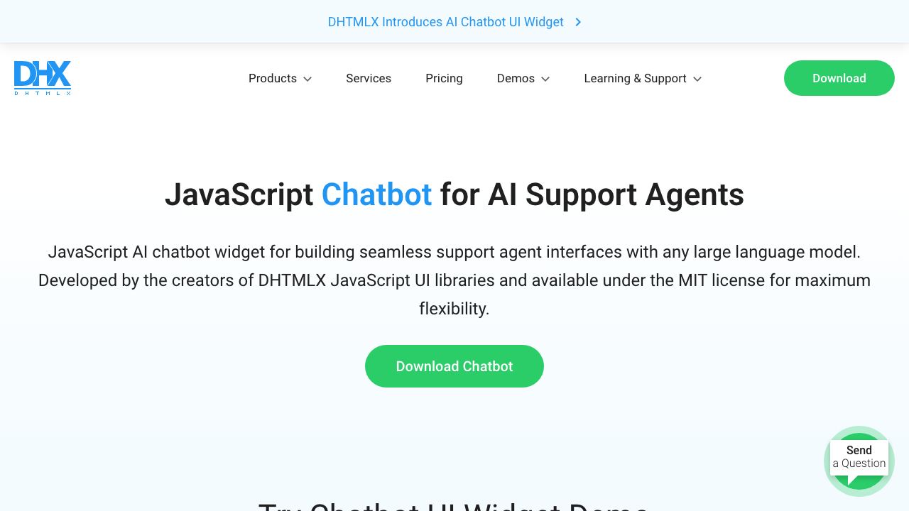 DHTMLX Chatbot 网站截图
