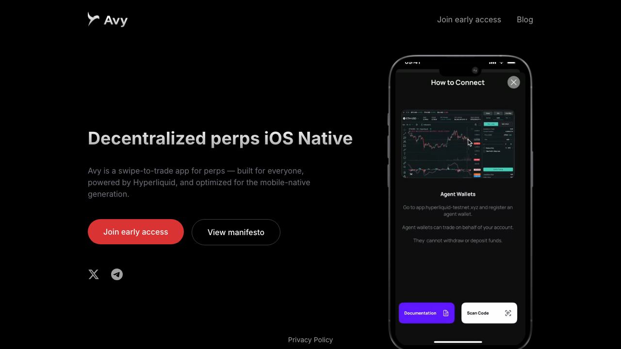 Avy website screenshot