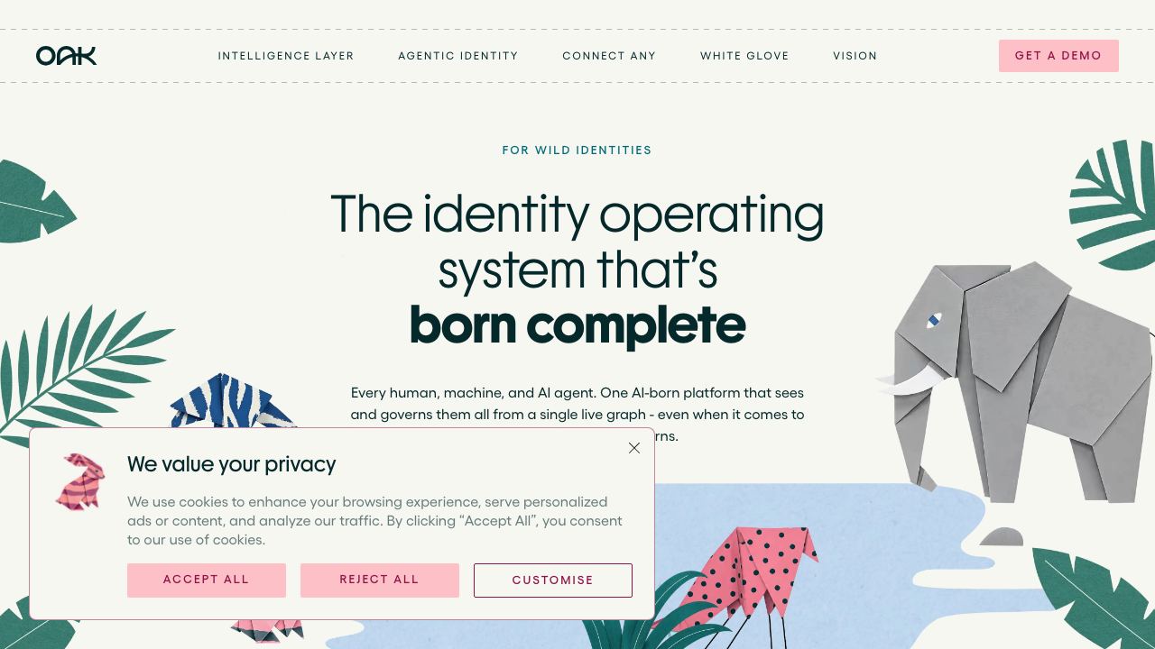 Oak website screenshot