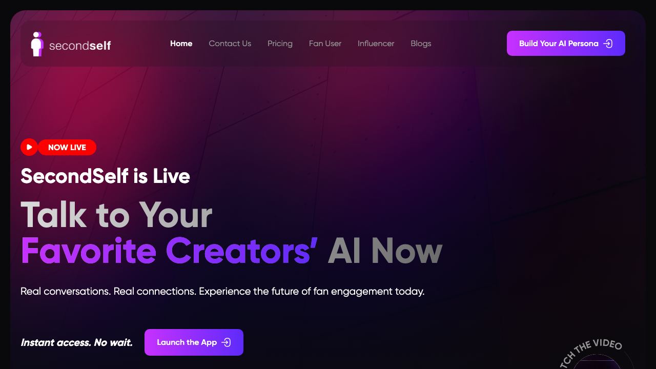 Second Self website screenshot