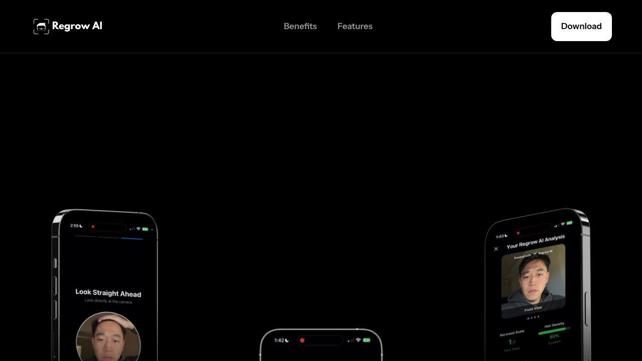 Regrow AI: AI Hairloss App website screenshot