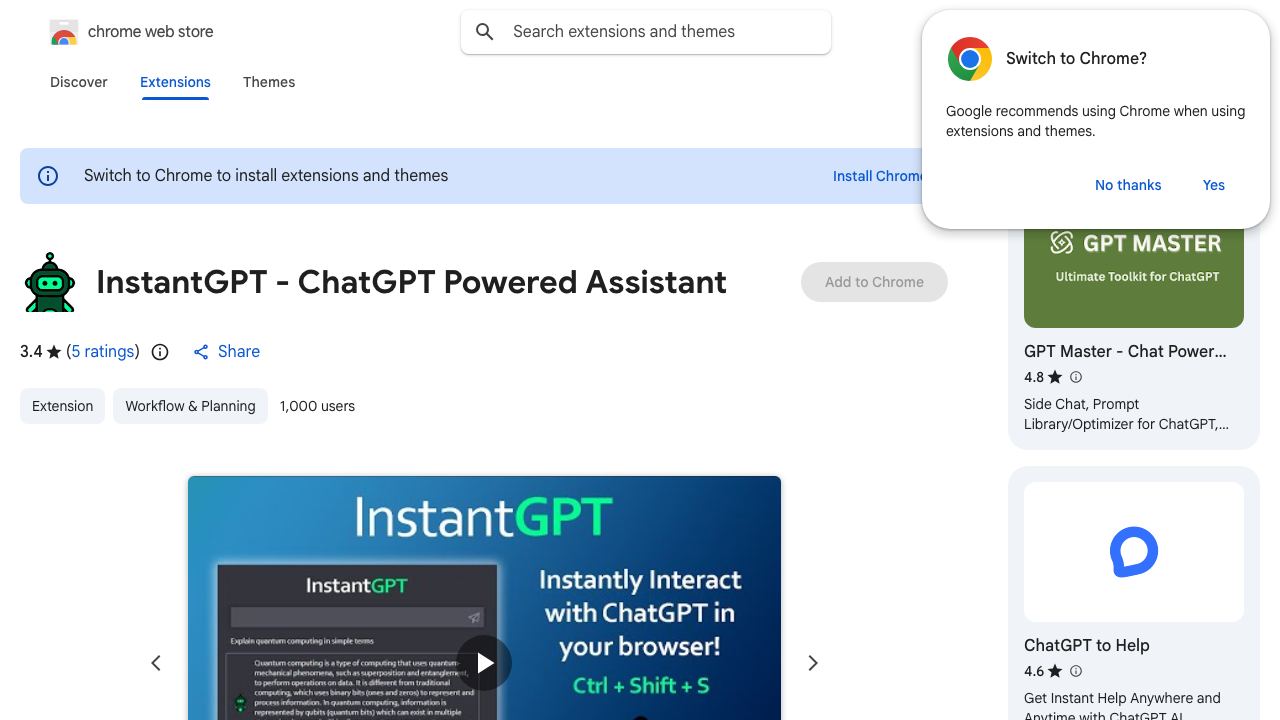InstantGPT - ChatGPT Powered Assistant 网站截图