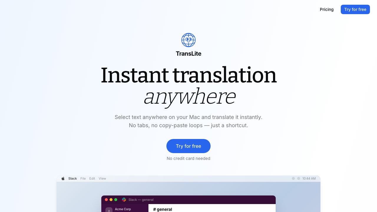 TransLite 网站截图