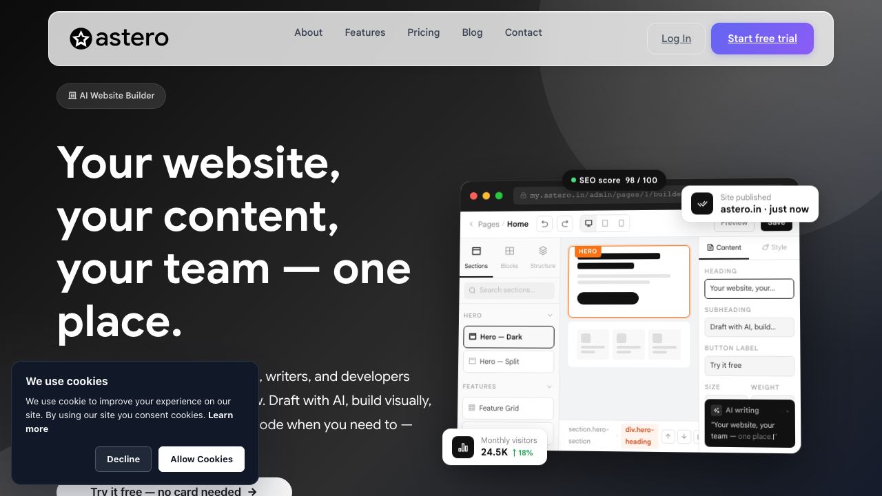 Astero - AI Website Builder V1 网站截图